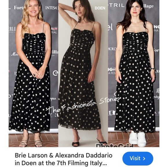 DÔEN silk Maryanna Noir Solstice Sky Dot dress NEW - Picture 3 of 11